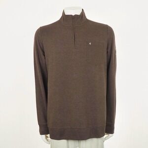 Criquet 1/4-Zip Pullover Sweater Mens Large Heather Brown Champions Golf Club